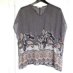 COPY - Ricki's Paisley print poncho style sheer blouse